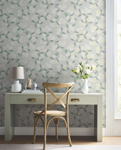 York Wallcoverings Rifle Paper Co. 3rd Edition Hydrangea Beige Wallpaper  Florals and Flowers Neutrals   - RP7394