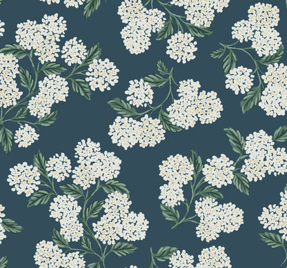 York Wallcoverings Rifle Paper Co. 3rd Edition Hydrangea Blue Wallpaper  Florals and Flowers Blues   - RP7395