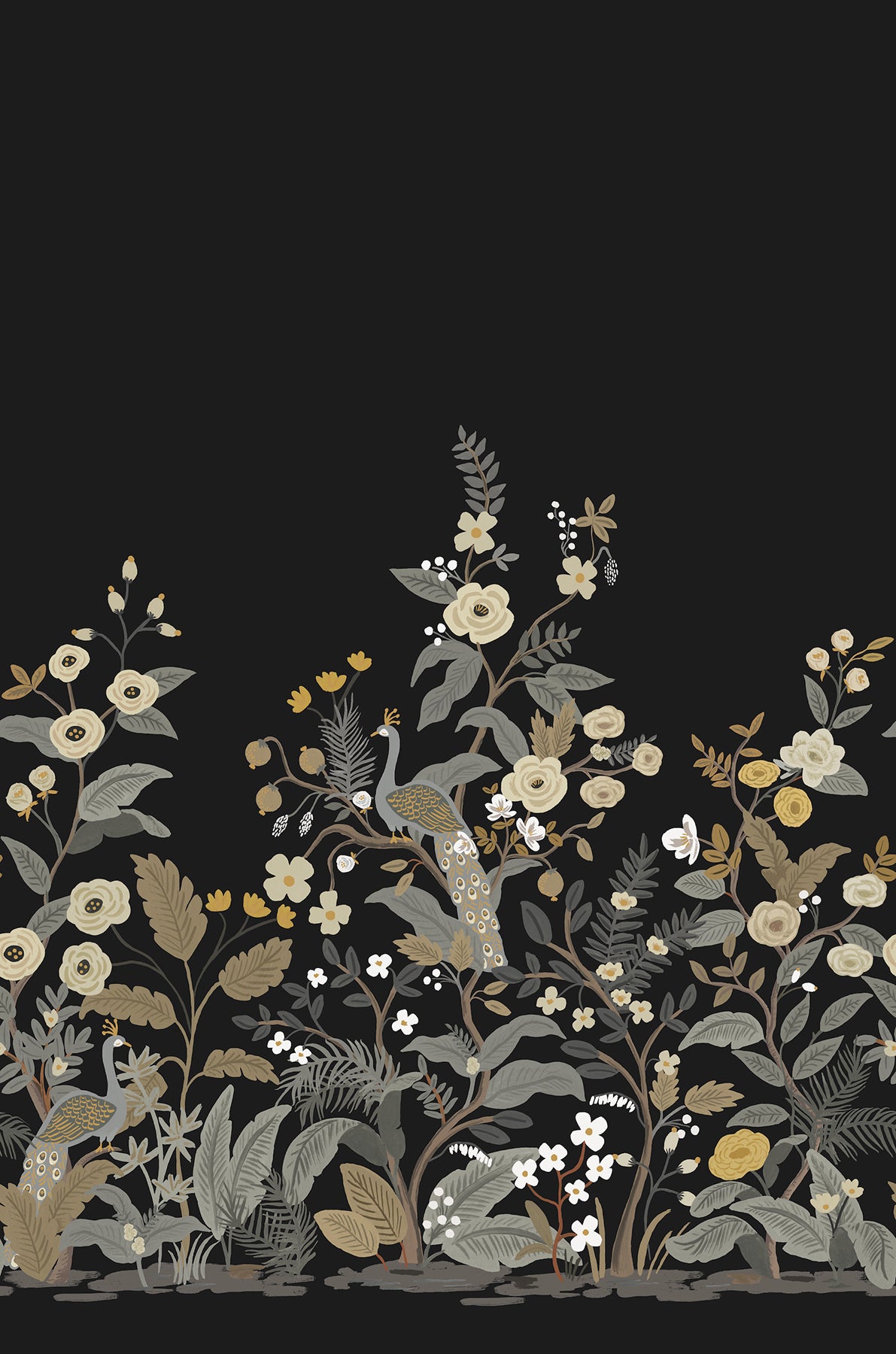 York Wallcoverings Industrial Interiors III Peacock Black Wall Mural Feature Wall Animals and Insects Blacks   - RP7399M