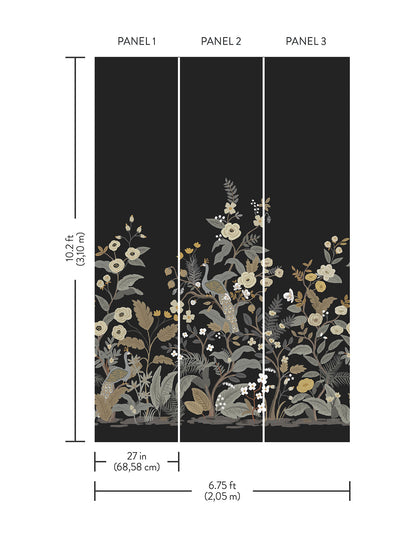York Wallcoverings Industrial Interiors III Peacock Black Wall Mural Feature Wall Animals and Insects Blacks   - RP7399M