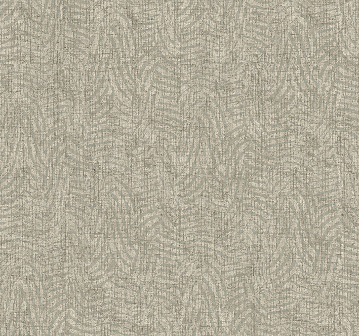 Beige textured wallpaper with a pale gray curved wave pattern; abstract organic motif.