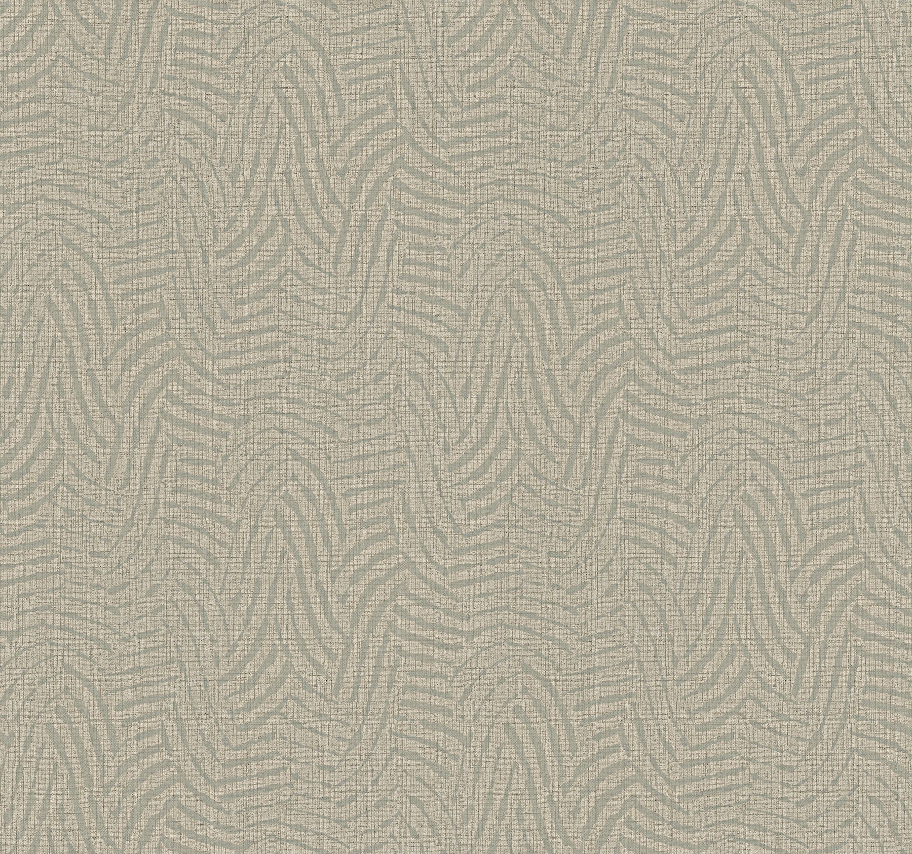 Beige textured wallpaper with a pale gray curved wave pattern; abstract organic motif.