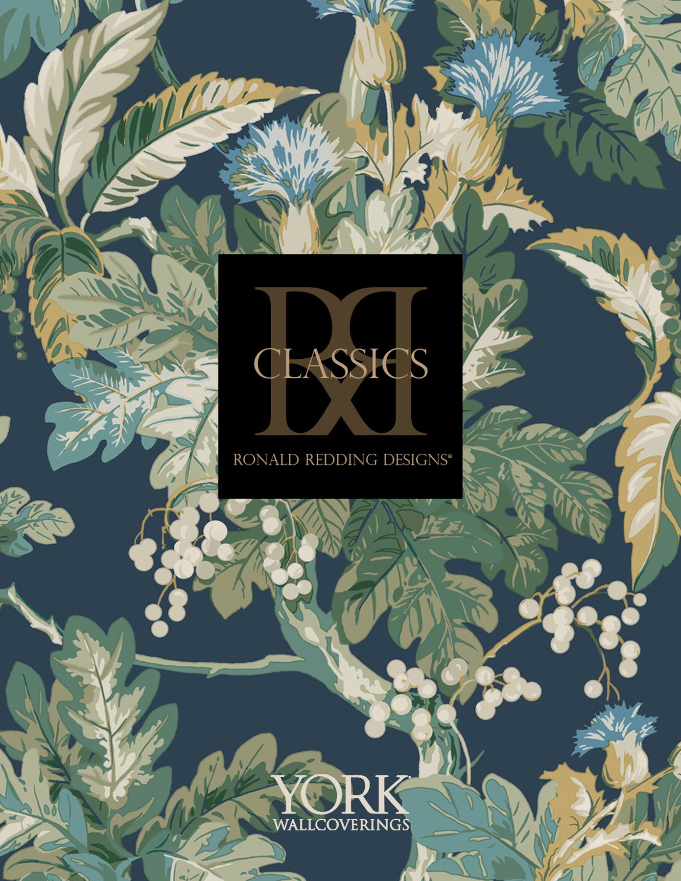 York Wallcoverings Classics Briarwood Green Wallpaper Vintage Botanical Greens   - GT4525