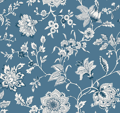 York Wallcoverings Toile Resource Library Sutton Blue Wallpaper Coastal Toile Blues   - RT7821