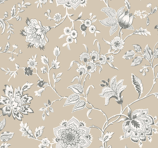 York Wallcoverings Toile Resource Library Sutton Taupe Wallpaper Coastal Toile Beiges   - RT7822