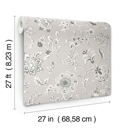 York Wallcoverings Toile Resource Library Sutton Grey Wallpaper Coastal Toile Greys   - RT7823