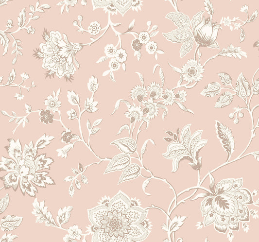 York Wallcoverings Toile Resource Library Sutton Blush Wallpaper Coastal Toile Pinks   - RT7825