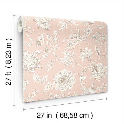 York Wallcoverings Toile Resource Library Sutton Blush Wallpaper Coastal Toile Pinks   - RT7825