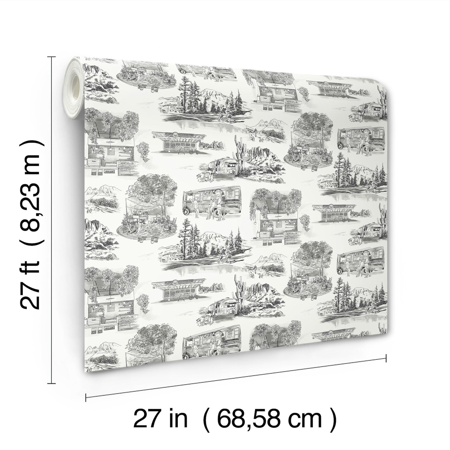 York Wallcoverings Toile Resource Library Modern Vista Toile Black Wallpaper Modern Toile Blacks   - RT7861