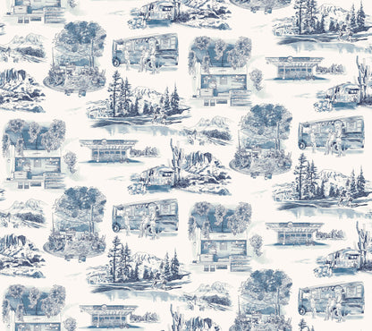 York Wallcoverings Toile Resource Library Modern Vista Toile Navy Wallpaper Modern Toile Blues   - RT7862