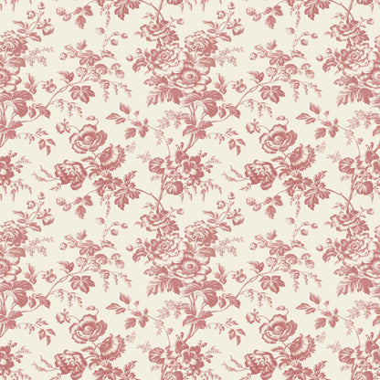 York Wallcoverings Toile Resource Library Anemone Toile French Red Wallpaper Traditional Toile Reds   - RT7871