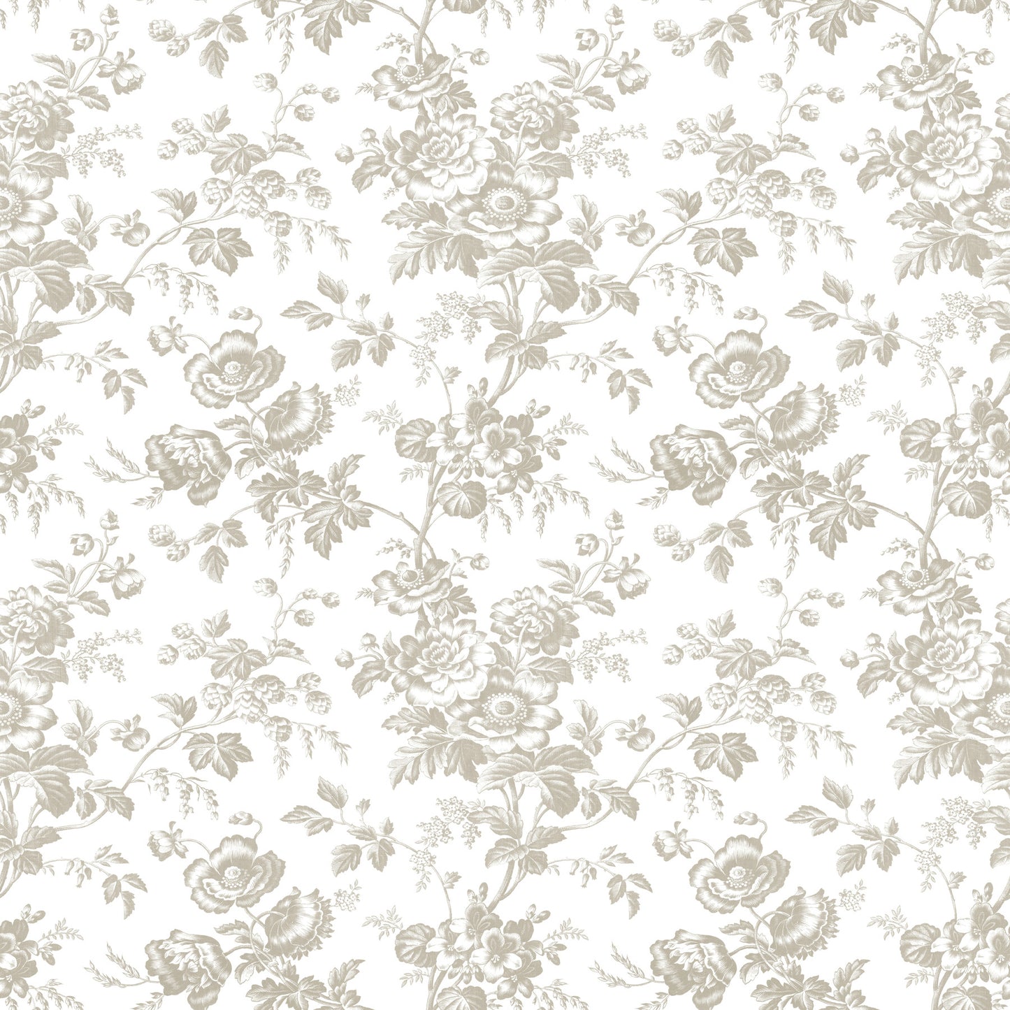 York Wallcoverings Toile Resource Library Anemone Toile Taupe Wallpaper Traditional Toile Beiges   - RT7872