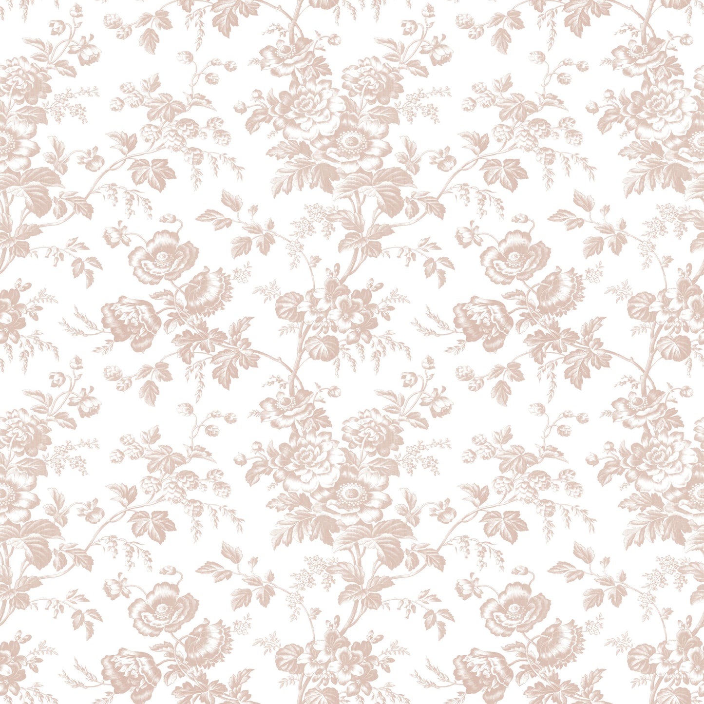 York Wallcoverings Toile Resource Library Anemone Toile Blush Wallpaper Traditional Toile Pinks   - RT7874