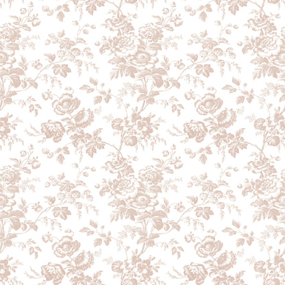 York Wallcoverings Toile Resource Library Anemone Toile Blush Wallpaper Traditional Toile Pinks   - RT7874