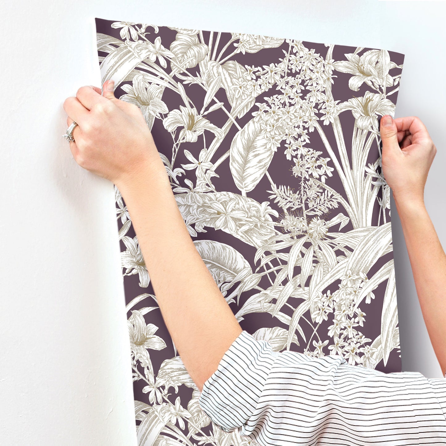 York Wallcoverings Toile Resource Library Orchid Conservatory Toile Mulberry Wallpaper Tropical Toile Purples   - RT7881