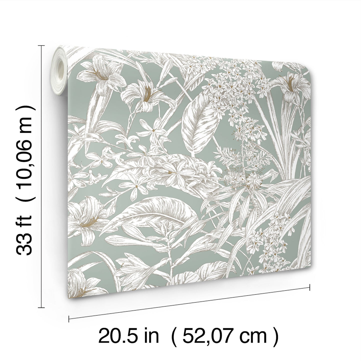 York Wallcoverings Toile Resource Library Orchid Conservatory Toile Seamist and Taupe Wallpaper Tropical Toile Blues   - RT7882