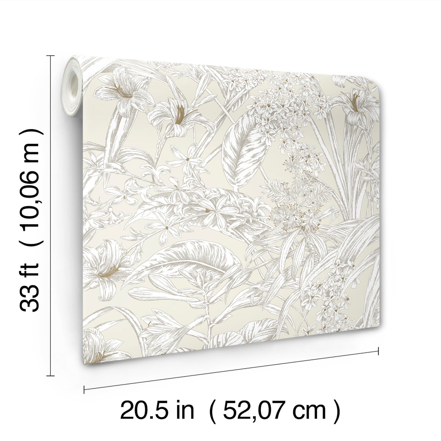 York Wallcoverings Toile Resource Library Orchid Conservatory Toile Beige and Taupe Wallpaper Tropical Toile Beiges   - RT7883