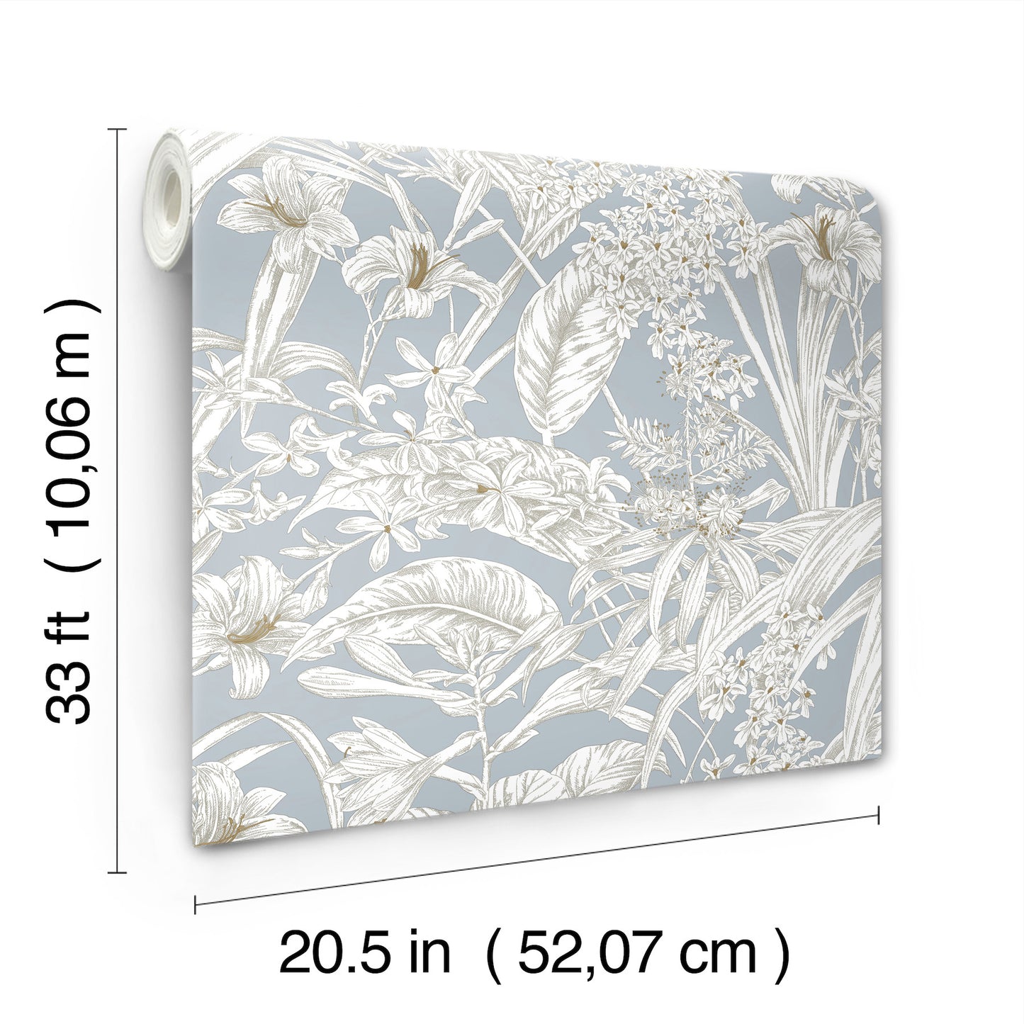 York Wallcoverings Toile Resource Library Orchid Conservatory Toile Blue and Taupe Wallpaper Tropical Toile Blues   - RT7884