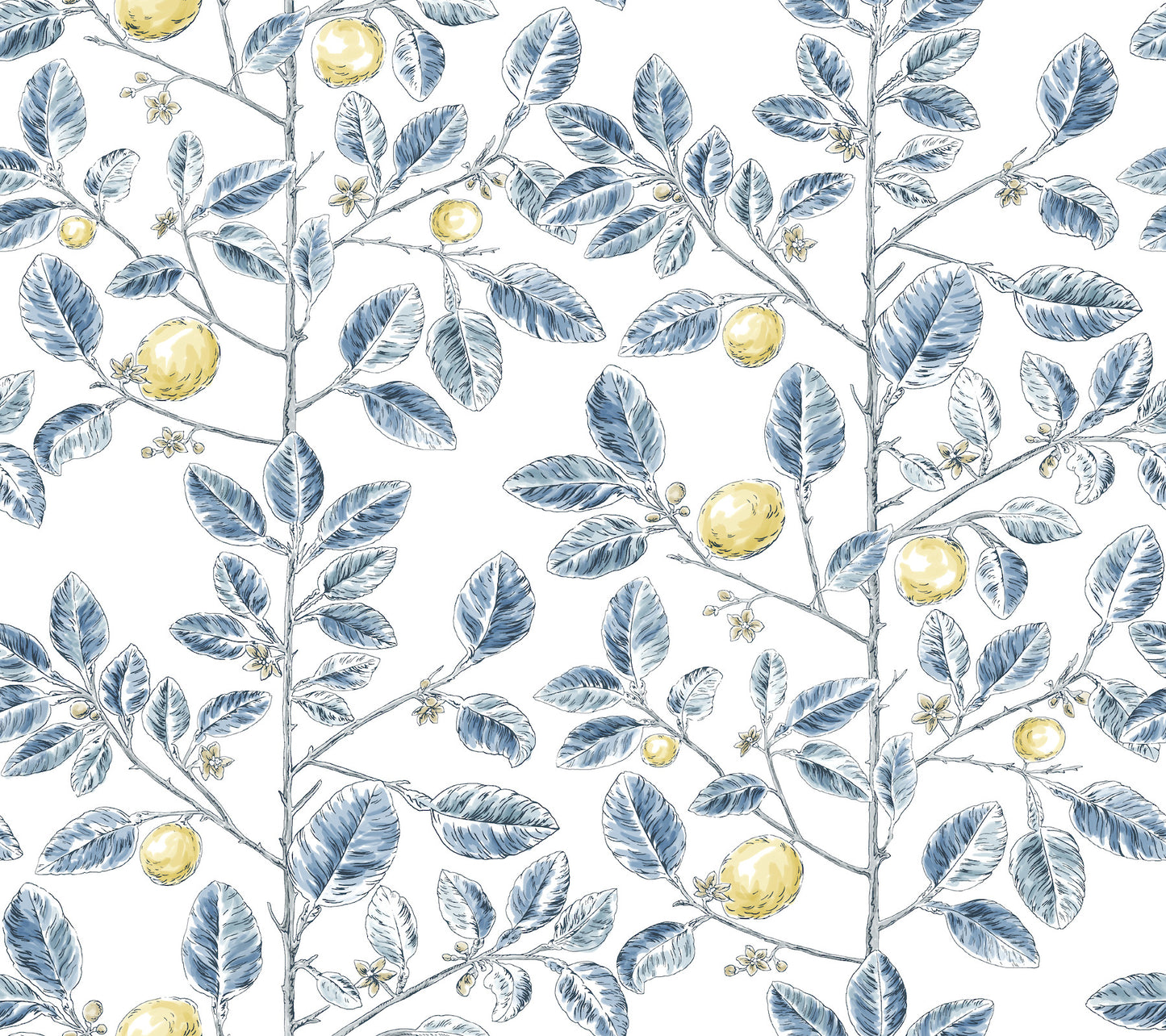 York Wallcoverings Toile Resource Library Limoncello Toile Blue Wallpaper Modern Toile Blues   - RT7913
