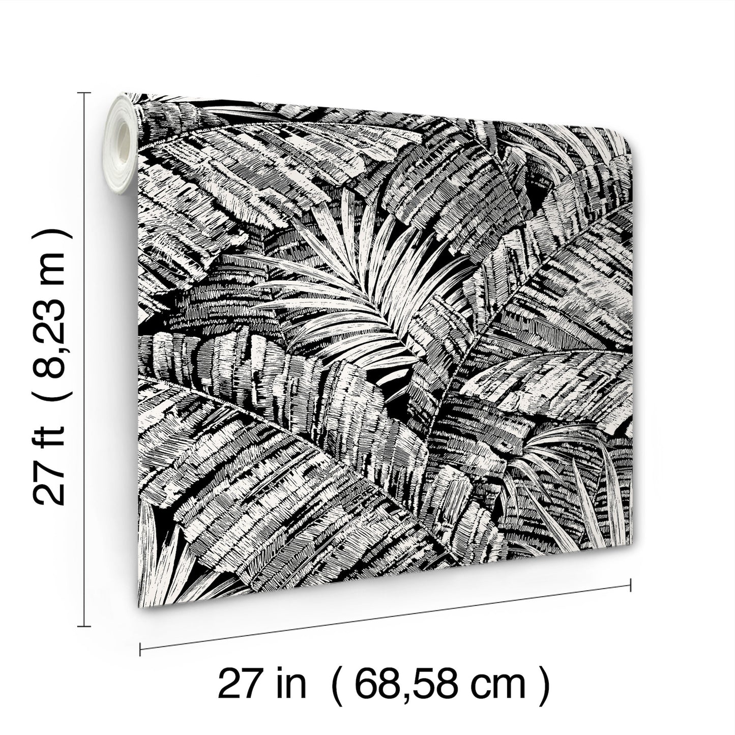 York Wallcoverings Toile Resource Library Palm Cove Toile White and Black Wallpaper Tropical Toile Blacks   - RT7921