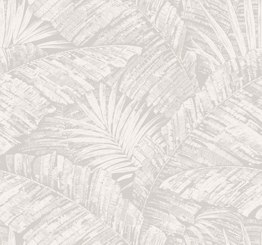 York Wallcoverings Toile Resource Library Palm Cove Toile White and Grey Wallpaper Tropical Toile Greys   - RT7922
