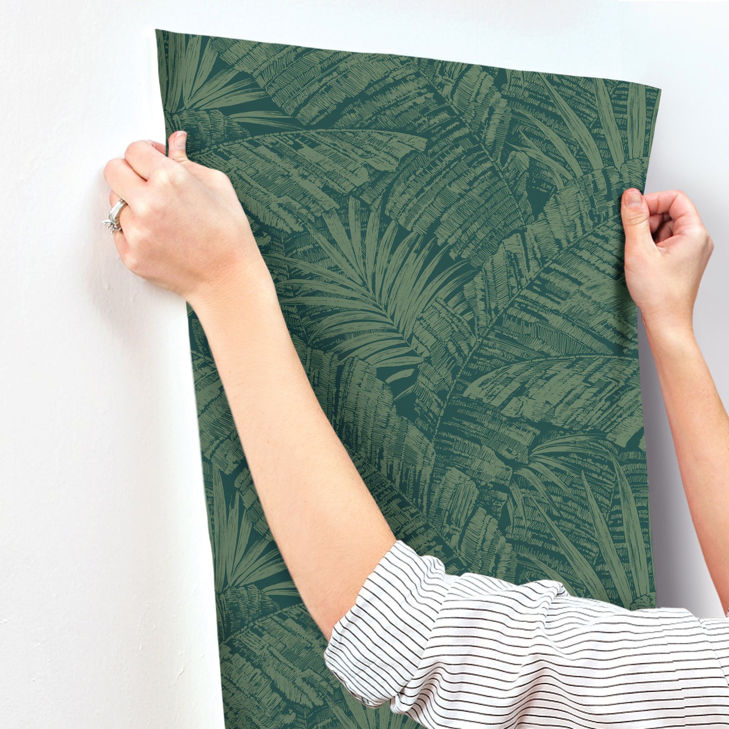 York Wallcoverings Toile Resource Library Palm Cove Toile Emerald Forest Wallpaper Tropical Toile Greens   - RT7924