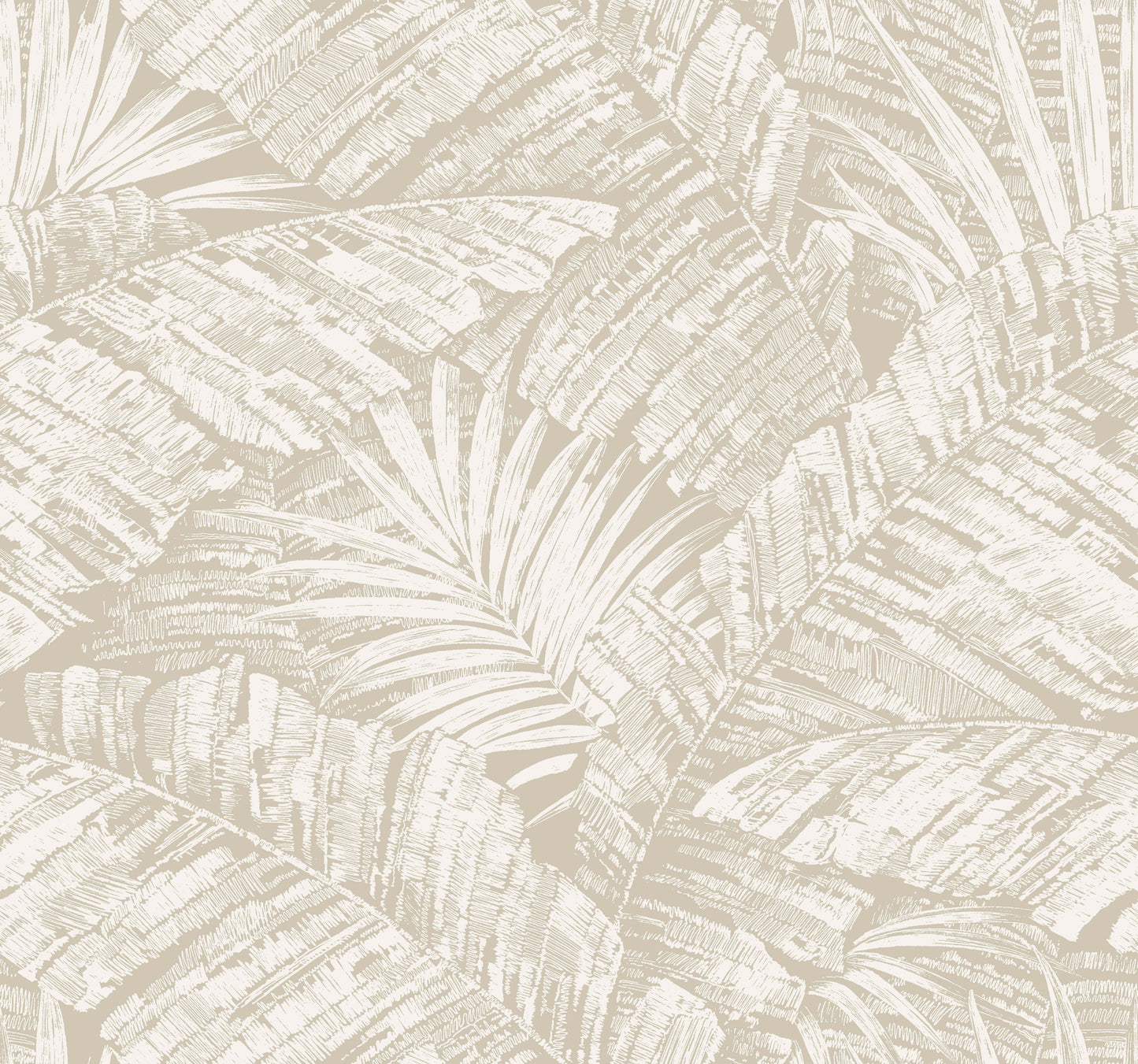 York Wallcoverings Toile Resource Library Palm Cove Toile White and Taupe Wallpaper Tropical Toile Beiges   - RT7926