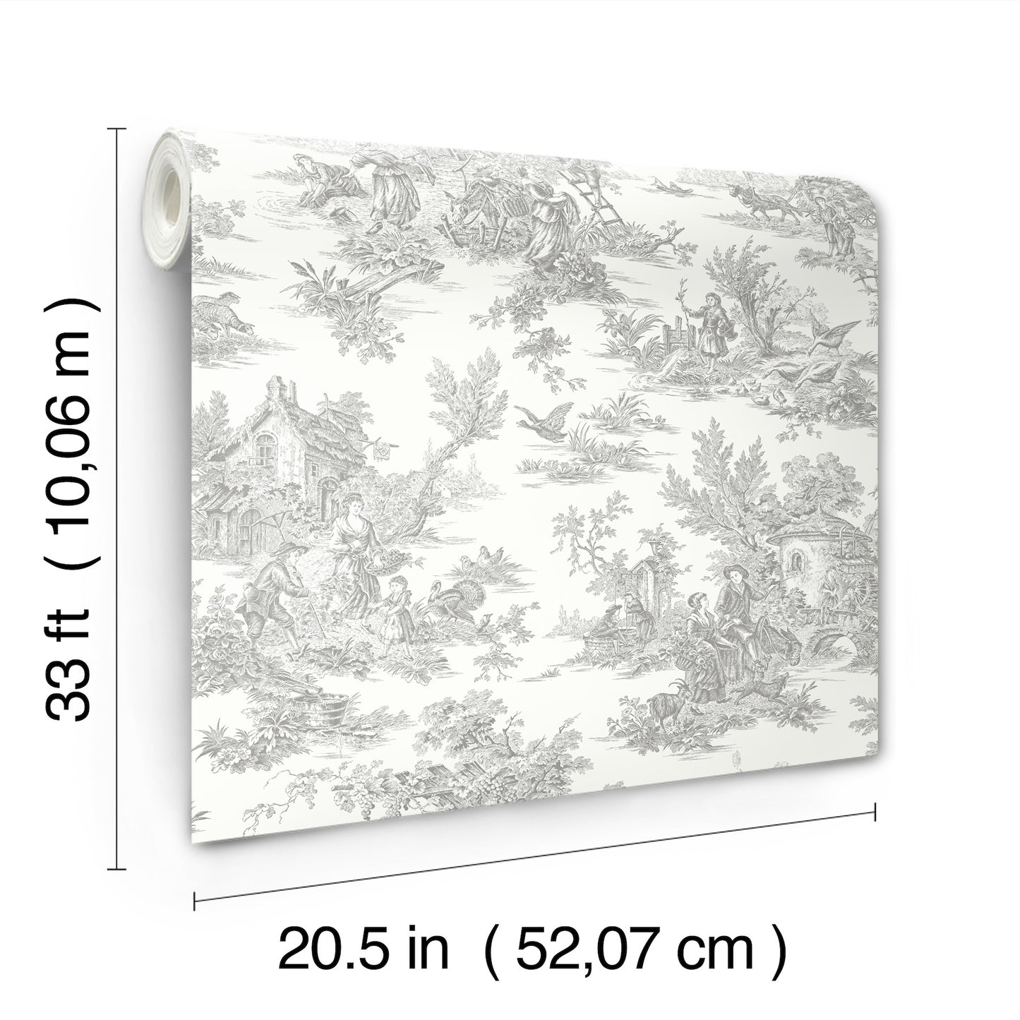 York Wallcoverings Blues II Campagne Toile Grey Wallpaper Traditional Toile Greys   - RT7940
