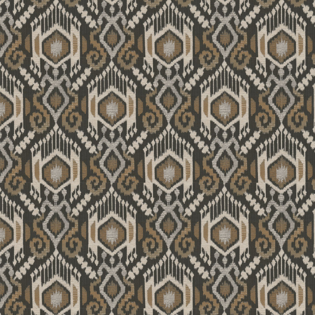STOUT TEXTILES  UPHOLSTERY,WOVENS TRADITIONAL, IKAT ESPRESSO,TEAK,WALNUT   - RUST-1