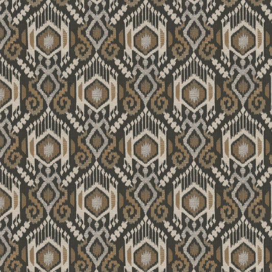 STOUT TEXTILES  UPHOLSTERY,WOVENS TRADITIONAL, IKAT ESPRESSO,TEAK,WALNUT   - RUST-1