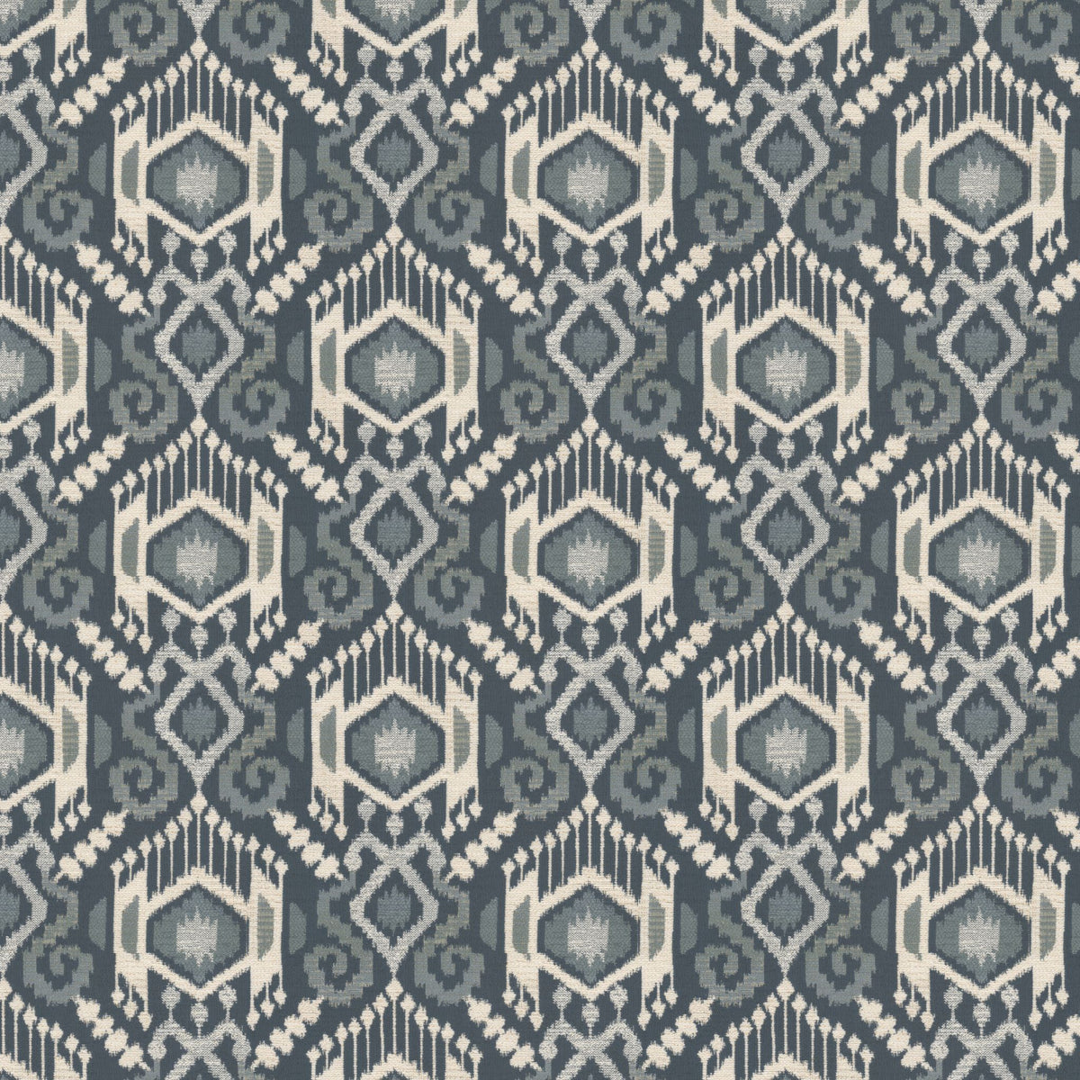 STOUT TEXTILES  UPHOLSTERY,WOVENS TRADITIONAL, IKAT DENIM   - RUST-2