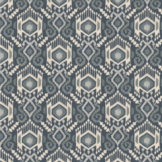 STOUT TEXTILES  UPHOLSTERY,WOVENS TRADITIONAL, IKAT DENIM   - RUST-2