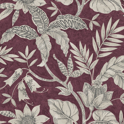 Seabrook Designs Boho Rhapsody Rainforest Leaves Botanical Bohemian Red Matte  - RY30201