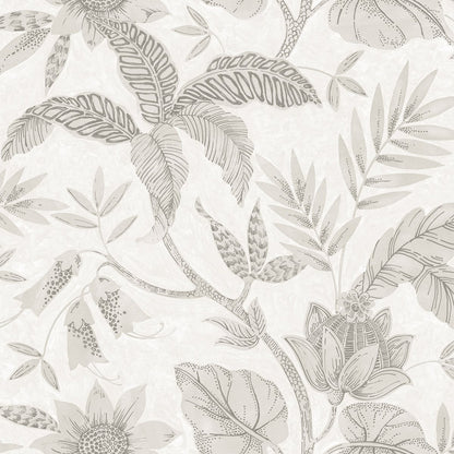 Seabrook Designs Boho Rhapsody Rainforest Leaves Botanical Bohemian Grey Matte  - RY30208
