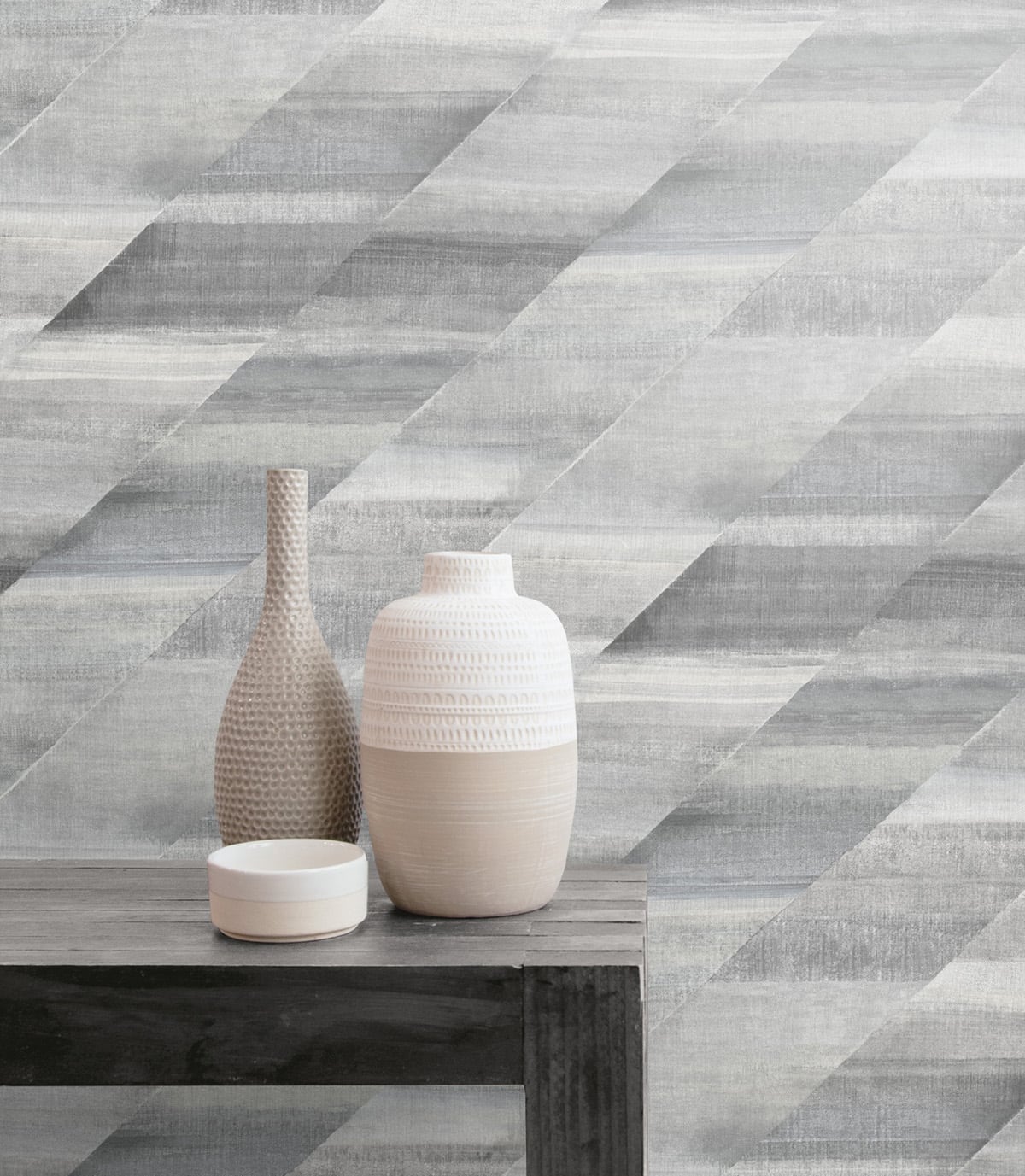 Seabrook Designs Boho Rhapsody Rainbow Diagonals Abstract Bohemian Grey Matte  - RY30310