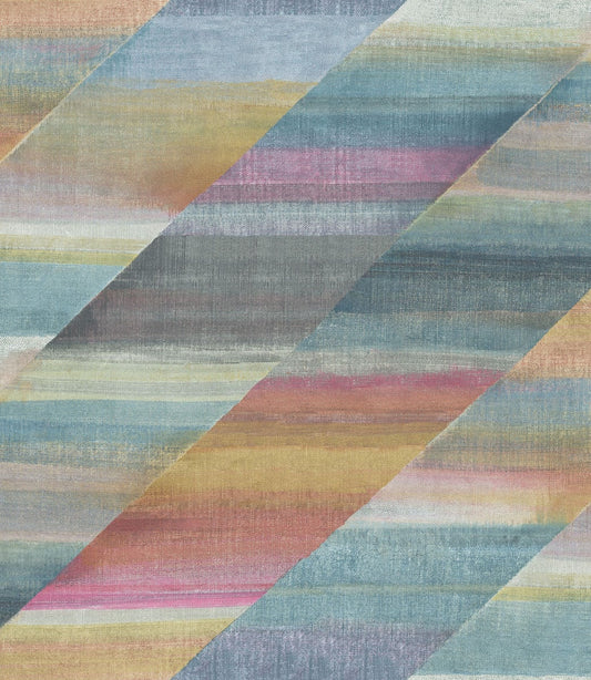 Seabrook Designs Boho Rhapsody Rainbow Diagonals Abstract Bohemian Red Matte Sidewall - RY30313