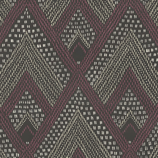 Seabrook Designs Boho Rhapsody Panama Boho Diamonds Geometric Bohemian Red Matte Sidewall - RY30507