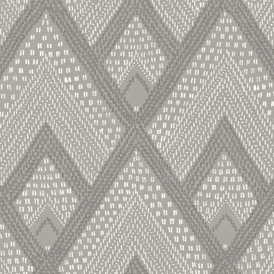 Seabrook Designs Boho Rhapsody Panama Boho Diamonds Geometric Bohemian Grey Matte Sidewall - RY30508