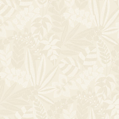 Seabrook Designs Boho Rhapsody Botanica Striped Leaves Botanical Bohemian Beige Matte  - RY30603