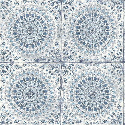 Seabrook Designs Boho Rhapsody Mandala Boho Tile Tile Bohemian Blue Matte  - RY30702