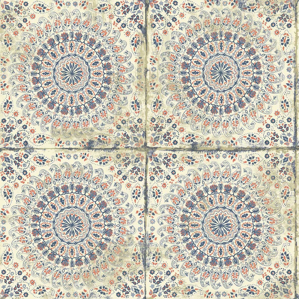 Seabrook Designs Boho Rhapsody Mandala Boho Tile Tile Bohemian Beige Matte Sidewall - RY30706