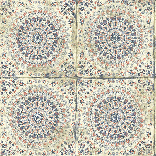 Seabrook Designs Boho Rhapsody Mandala Boho Tile Tile Bohemian Beige Matte Sidewall - RY30706