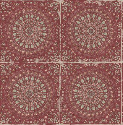 Seabrook Designs Boho Rhapsody Mandala Boho Tile Tile Bohemian Red Matte  - RY30710