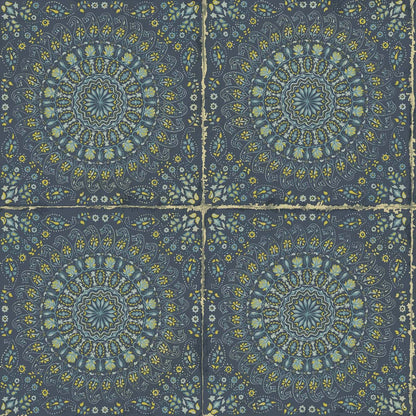 Seabrook Designs Boho Rhapsody Mandala Boho Tile Tile Bohemian Blue Matte  - RY30712
