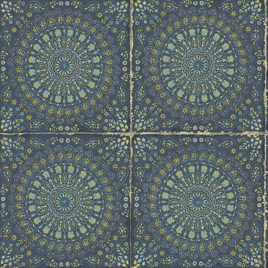 Seabrook Designs Boho Rhapsody Mandala Boho Tile Tile Bohemian Blue Matte Sidewall - RY30712