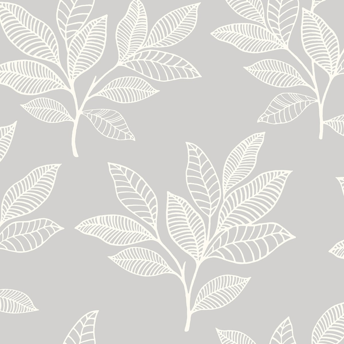 Seabrook Designs Boho Rhapsody Paradise Leaves Botanical Bohemian Grey Matte Sidewall - RY30800