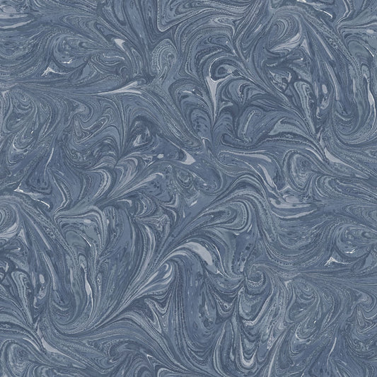 Seabrook Designs Boho Rhapsody Sierra Marble Abstract Bohemian Blue Matte Sidewall - RY31102