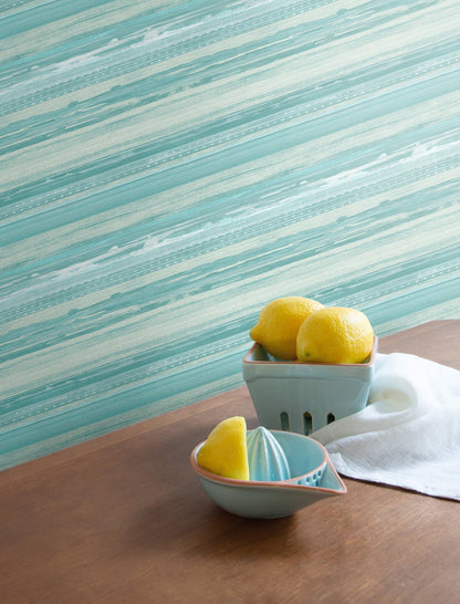 Seabrook Designs Boho Rhapsody Horizon Brushed Stripe Stripe Bohemian Teal Matte  - RY31304