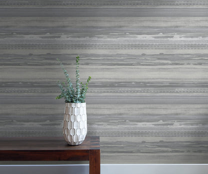 Seabrook Designs Boho Rhapsody Horizon Brushed Stripe Stripe Bohemian Grey Matte  - RY31310