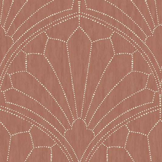 Seabrook Designs Boho Rhapsody Scallop Medallion Geometric Bohemian Red Matte Sidewall - RY31501